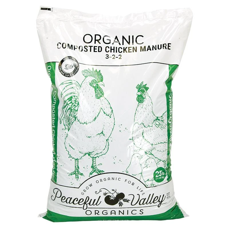 Peaceful Valley Organics Premium Composted Chicken Manure 3-2-2 (25 Lb) 1 Peaceful Valley Organics Premium Composted Chicken Manure 3-2-2 (25 Lb)